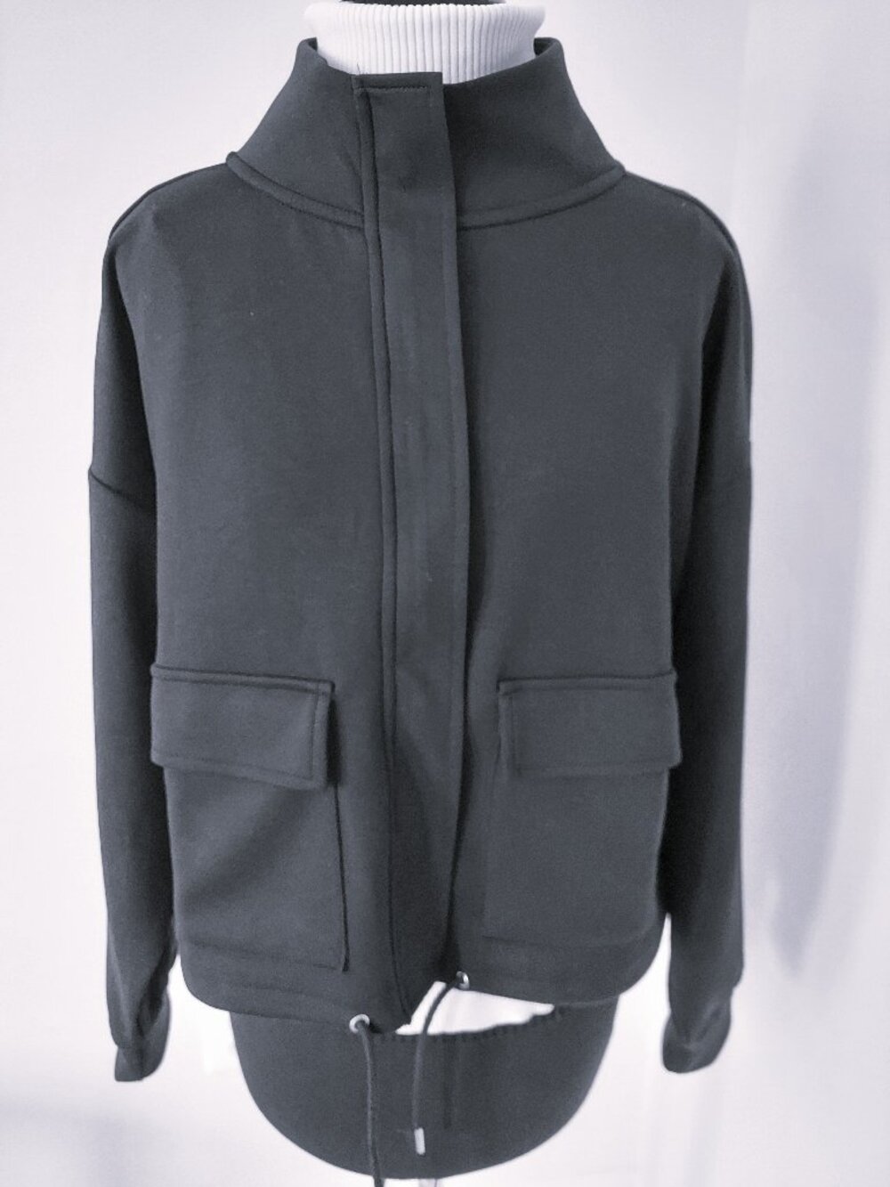Jessica Simpson Active Women's Drawstring Scuba-Knit bomber Jacket SZ L